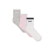 RIBBED QUARTER CREW LOGO SOCK 3-PACK | CHERRY BLOSSOM MULTI & LAYS FLAT ON A WHITE BACKGROUND | FLT