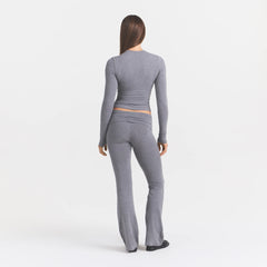 COTTON JERSEY FOLDOVER PANT | DARK HEATHER GREY ON A MODEL BACK VIEW@ | FOCUS: 0.0, 1.0, 0.9