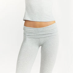 COTTON JERSEY FOLDOVER PANT | LIGHT HEATHER GREY ON A MODEL FRONT VIEW @ | FOCUS: 0.0, 1.0, 0.9