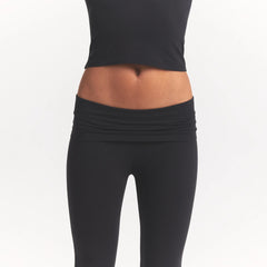 COTTON JERSEY FOLDOVER PANT | SOOT ON A MODEL FRONT VIEW @ | FOCUS: 0.0, 1.0, 0.9