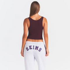 COTTON RIB TANK | CURRANT ON A MODEL BACK VIEW @ | FOCUS: 0.0, 1.0, 0.9
