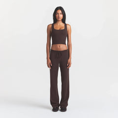 COTTON RIB TANK | ESPRESSO ON A MODEL FRONT VIEW @ | FOCUS: 0.0, 1.0, 0.9