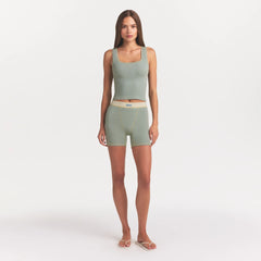 COTTON RIB TANK | MINERAL ON A MODEL FRONT VIEW @ | FOCUS: 0.0, 1.0, 0.9