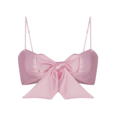 STRETCH SATIN TIE FRONT BRALETTE | HALITE FLAT ON A WHITE BACKGROUND | FLT