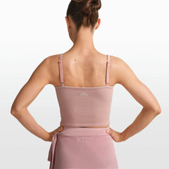 NikeSKIMS RIBBED SEAMLESS CAMI | HIMALAYAN/ECRU ON A MODEL FRONT VIEW @ | FOCUS: 0.0, 1.0, 0.9
