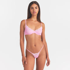 FITS EVERYBODY LACE UNLINED SCOOP BRA | BUBBLE GUM TONAL ON A MODEL SIDE VIEW @ | FOCUS: 0.0, 1.0, 0.9