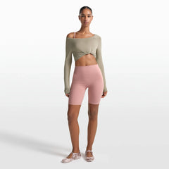 NikeSKIMS MATTE 7" BIKER SHORT | HIMALAYAN ON A MODEL FRONT VIEW @ | FOCUS: 0.0, 1.0, 0.9
