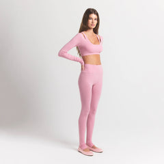 WOOL RIB HIGH-WAISTED LEGGING | HALITE ON A MODEL SIDE VIEW S | FOCUS: 0.0, 1.0, 0.9