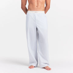 COTTON POPLIN MENS LOGO BAND SLEEP PANT | PLATINUM DOUBLE STRIPE ON A MODEL FRONT VIEW @ | FOCUS: 0.0, 1.0, 0.9