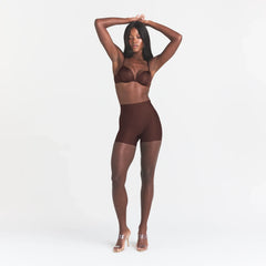 SKIMS BODY CORE SCULPT SHORTIE | COCOA ON A MODEL FRONT VIEW @
