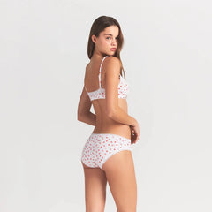 LIGHTWEIGHT COTTON POINTELLE LACE BRIEF | SNOW ARROWED HEARTS ON A MODEL SIDE VIEW @ | FOCUS: 0.0, 1.0, 0.9