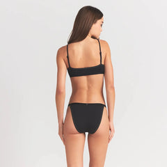 LIGHTWEIGHT COTTON LOGO PICOT SCOOP BRALETTE | SOOT TONAL ON A MODEL BACK VIEW @ | FOCUS: 0.0, 1.0, 0.9