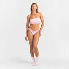 LIGHTWEIGHT COTTON STRAIGHT NECK BRALETTE | CHERRY BLOSSOM TONAL ON A MODEL FRONT VIEW @ | FOCUS: 0.0, 1.0, 0.9