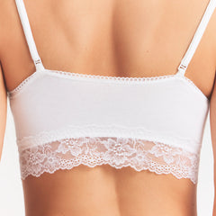 LIGHTWEIGHT COTTON STRAIGHT NECK BRALETTE | SNOW ON A MODEL SIDE VIEW @ | FOCUS: 0.0, 1.0, 0.9