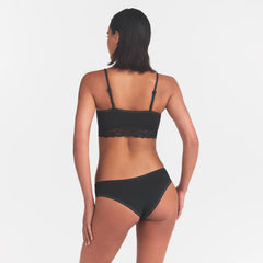LIGHTWEIGHT COTTON STRAIGHT NECK BRALETTE | SOOT TONAL ON A MODEL SIDE VIEW