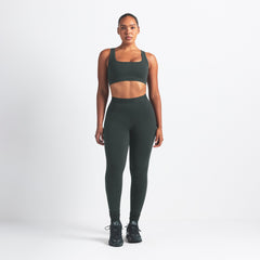NikeSKIMS VINTAGE SEAMLESS SCOOP NECK BRA | DARK TEAL ON A MODEL FRONT VIEW @ | FOCUS: 0.0, 1.0, 0.9