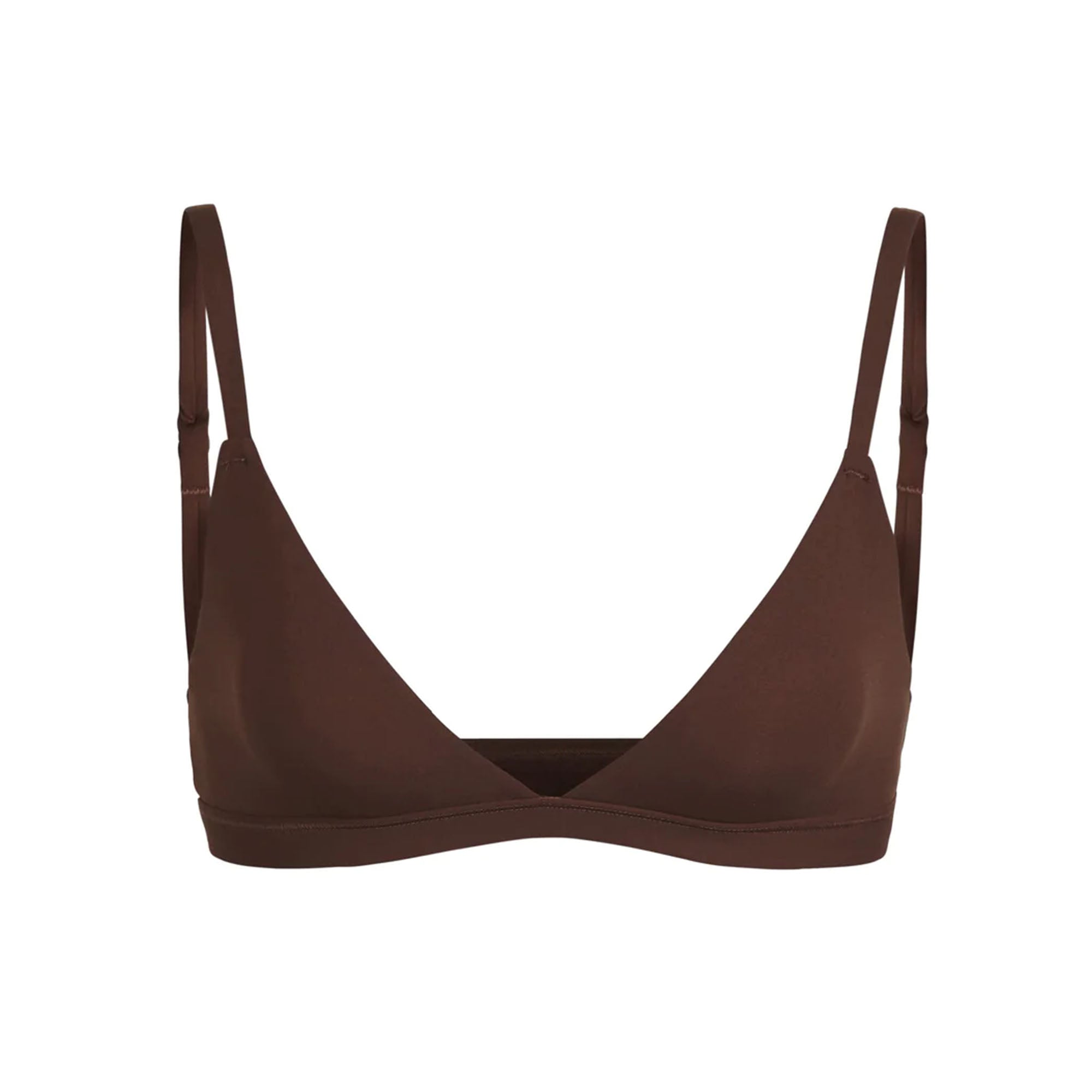 FITS EVERYBODY TRIANGLE BRALETTE | COCOA (TRIANGLE BRALETTES) LAYS FLAT ON A WHITE BACKGROUND | FLT