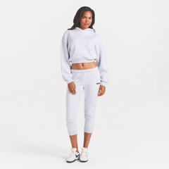 COTTON FLEECE LEGGING | LIGHT HEATHER GREY ON A MODEL FRONT VIEW @ | FOCUS: 0.0, 1.0, 0.9