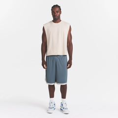 MESH APPAREL MENS LONG SHORT | ZIRCON ON A MODEL FRONT VIEW @ | FOCUS: 0.0, 1.0, 0.9