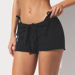 COTTON COVER-UPS SHORT | ONYX ON A MODEL FRONT VIEW @ | FOCUS: 0.0, 1.0, 0.9
