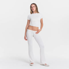 NikeSKIMS AIRY BABY TEE | IVORY ON A MODEL