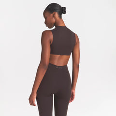 NikeSKIMS STUDIO STRETCH MOCK NECK BRA | DARK ROASTON A MODEL FRONT