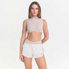 NikeSKIMS STUDIO STRETCH MOCK NECK BRA | LINENON A MODEL FRONT