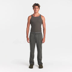 FLEECE LOUNGE MENS CLASSIC STRAIGHT LEG PANT | JUNGLE ON A MODEL FRONT VIEW @ | FOCUS: 0.0, 1.0, 0.9