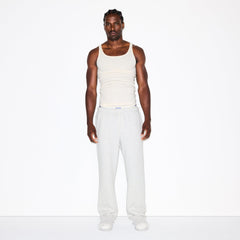 FLEECE LOUNGE MENS CLASSIC STRAIGHT LEG PANT | LIGHT HEATHER GREY ON A MODEL FRONT VIEW @ | FOCUS: 0.0, 1.0, 0.9
