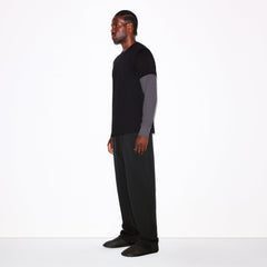FLEECE LOUNGE MENS CLASSIC STRAIGHT LEG PANT | WASHED ONYX ON A MODEL FRONT VIEW @ | FOCUS: 0.0, 1.0, 0.9