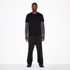FLEECE LOUNGE MENS CLASSIC STRAIGHT LEG PANT | WASHED ONYX ON A MODEL FRONT VIEW @ | FOCUS: 0.0, 1.0, 0.9
