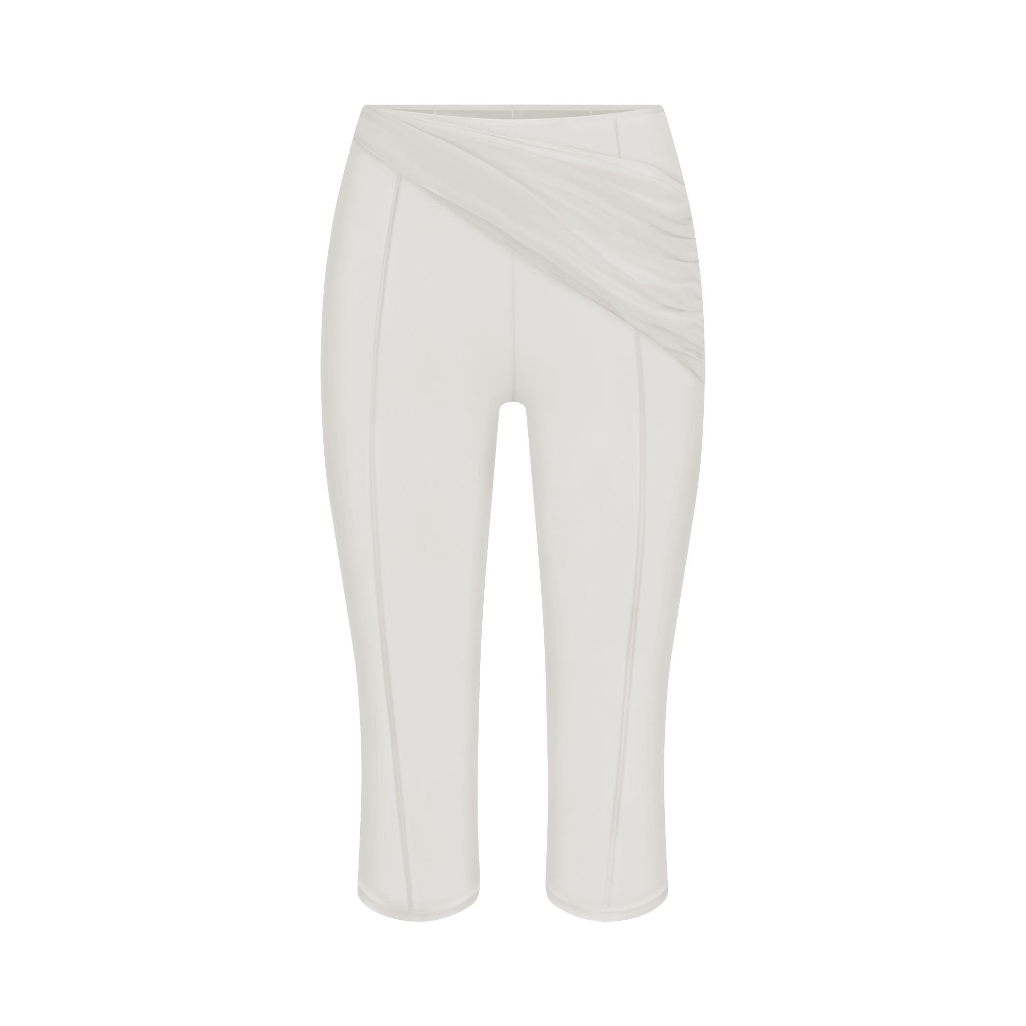 ULTRA FINE MESH DRAPED CAPRI | IVORY LAYS FLAT ON A WHITE BACKGROUND | FLT