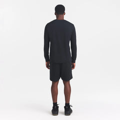 SKIMS COTTON MENS CLASSIC LONG SLEEVE T-SHIRT | ONYX ON A MODEL BACK VIEW