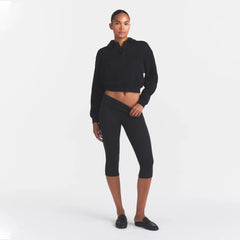 COTTON FLEECE POLO SWEATSHIRT | ONYX ON A MODEL FRONT VIEW @ | FOCUS: 0.0, 1.0, 0.9