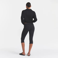 COTTON FLEECE POLO SWEATSHIRT | ONYX ON A MODEL FRONT VIEW @ | FOCUS: 0.0, 1.0, 0.9