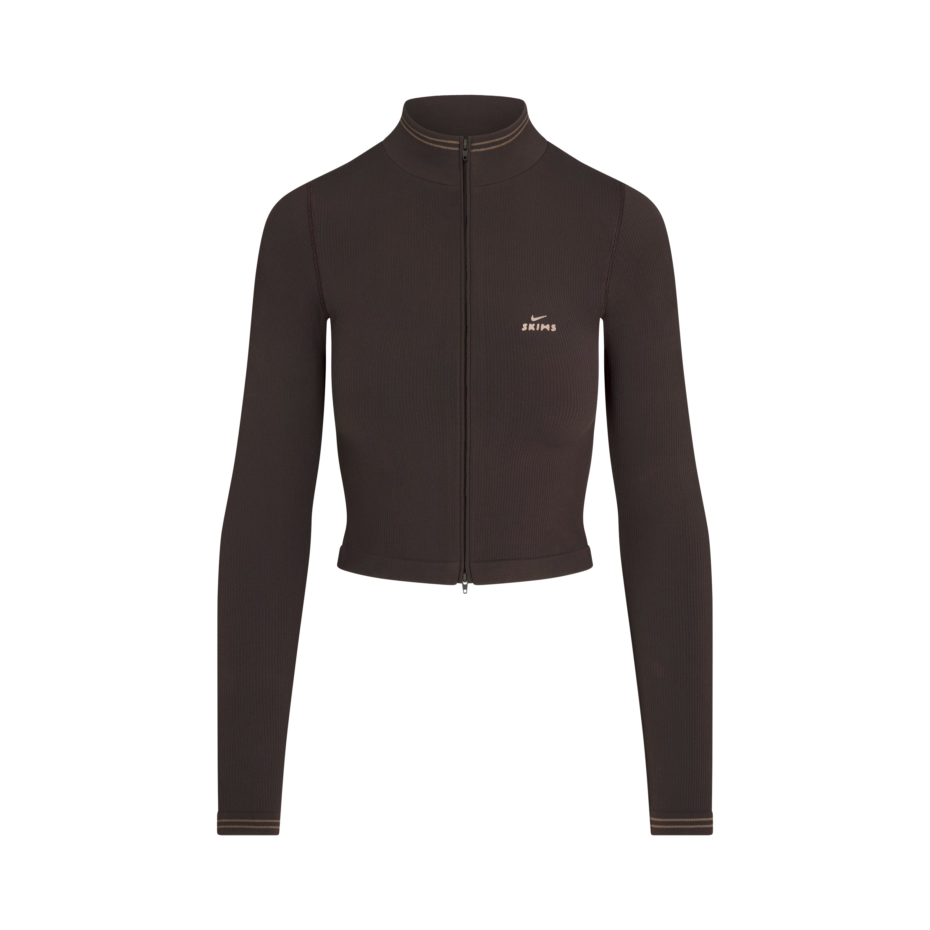 NikeSKIMS RIBBED SEAMLESS ZIP UP CROP JACKET | PHOENIX FLAT ON A WHITE BACKGROUND | FLT