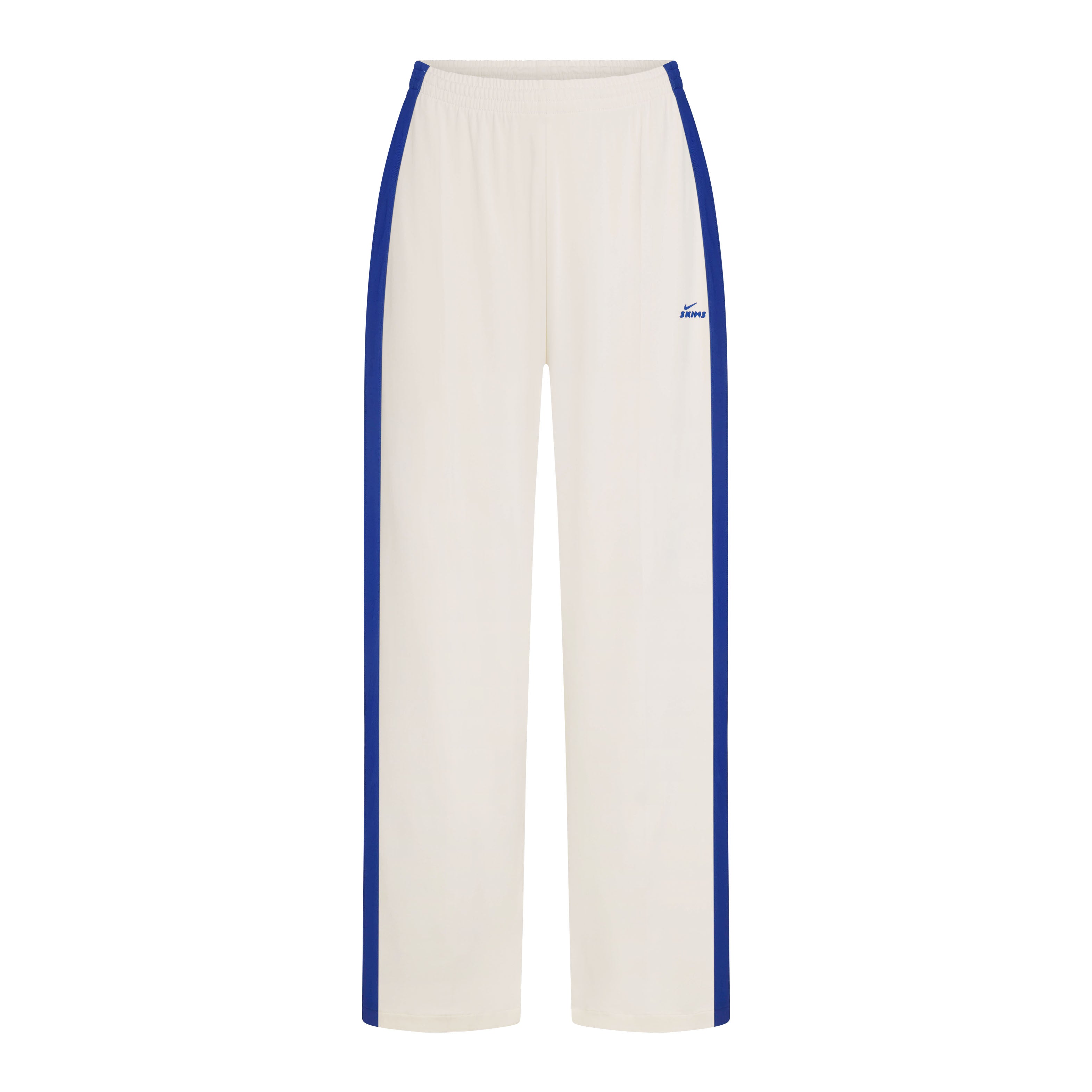 NikeSKIMS STRETCH KNIT WIDE LEG PANT | NSKM ACTV IVORY/NSKM COBALT FLAT ON A WHITE BACKGROUND | FLT@ | FOCUS: 0.0, 1.0, 0.9