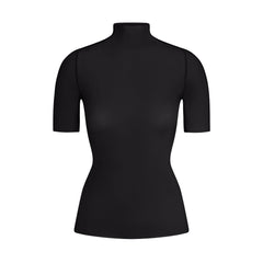 NikeSKIMS WEIGHTLESS LAYERS SHORT SLEEVE T-SHIRT | NSKM OBSIDIAN FLAT ON A WHITE BACKGROUND | FLT