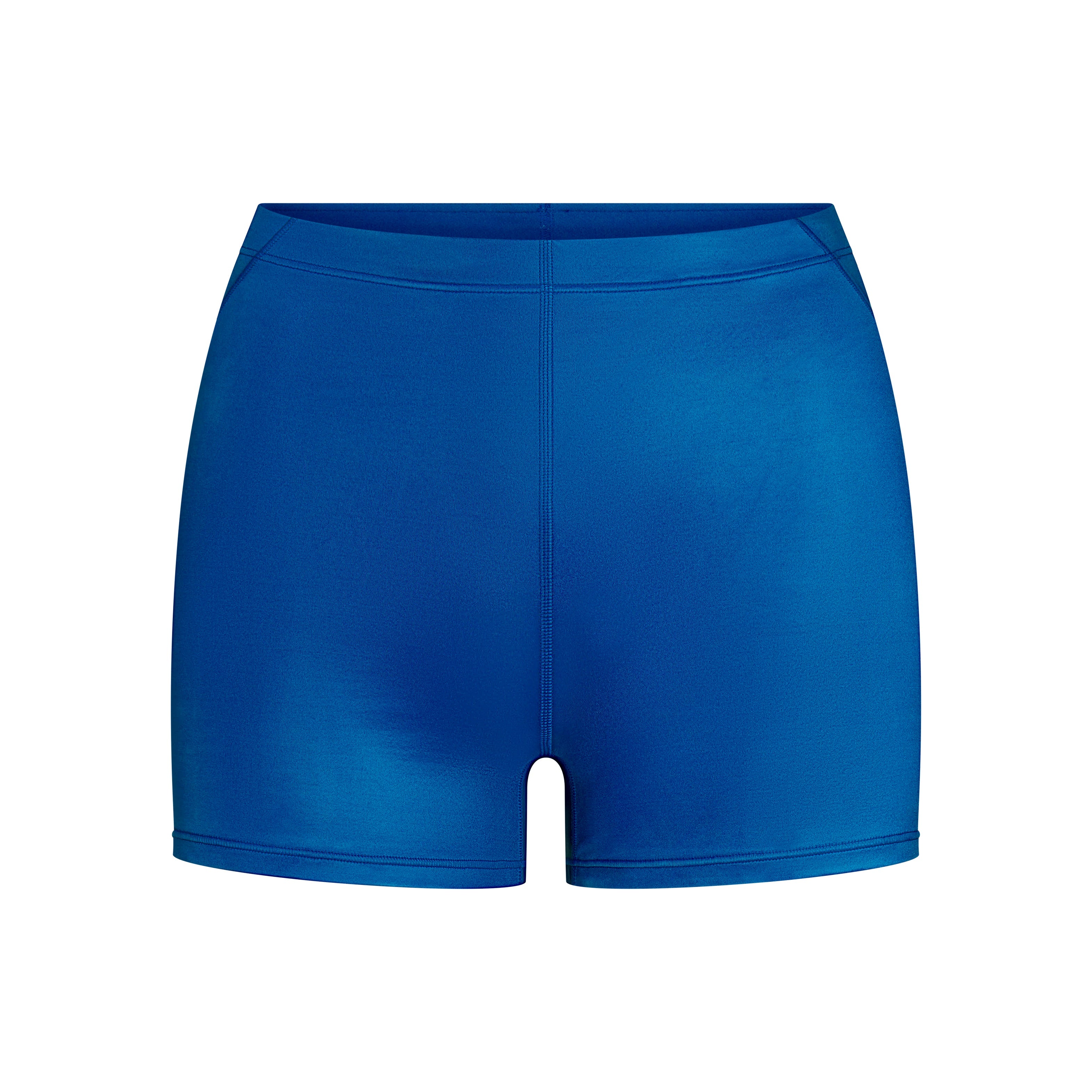 NikeSKIMS SATIN SHINE DRAWCORD BOY SHORT 2 INCH | NSKM COBALT FLAT ON A WHITE BACKGROUND | FLT