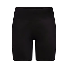 NikeSKIMS SHINE BONDED WAIST 7 INCH BIKER SHORT | NSKM OBSIDIAN FLAT ON A WHITE BACKGROUND | FLT