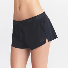 NikeSKIMS STRETCH NYLON RUNNER SHORT | OBSIDIAN ON A MODEL SIDE VIEW @ | FOCUS: 0.0, 1.0, 0.9