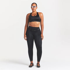 NikeSKIMS SATIN SHINE PANELED 26” LEGGING | OBSIDIAN ON A MODEL FRONT VIEW @ | FOCUS: 0.0, 1.0, 0.9