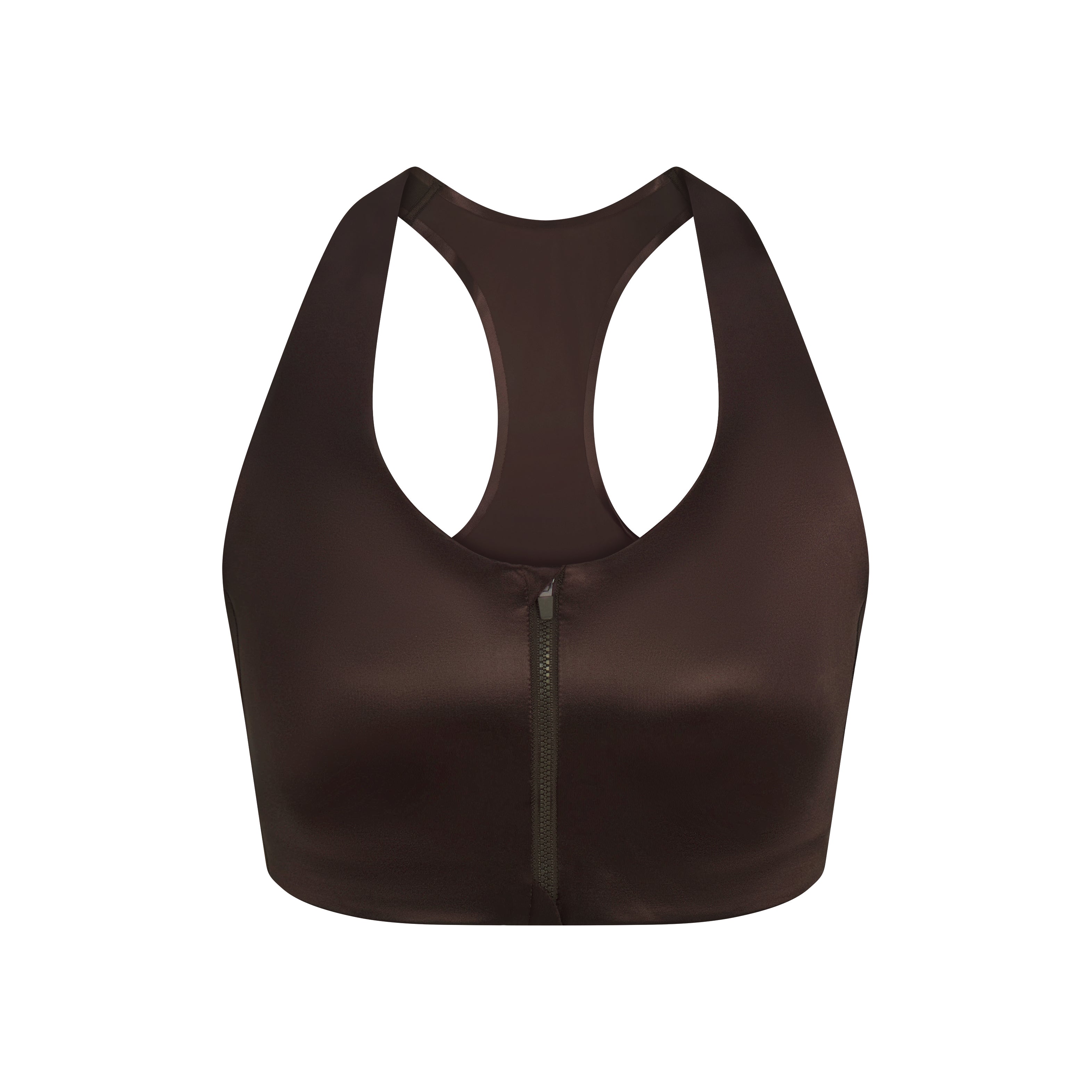 NikeSKIMS SATIN SHINE RACER BACK ZIP FRONT BRA | NSKM PHOENIX FLAT ON A WHITE BACKGROUND | FLT