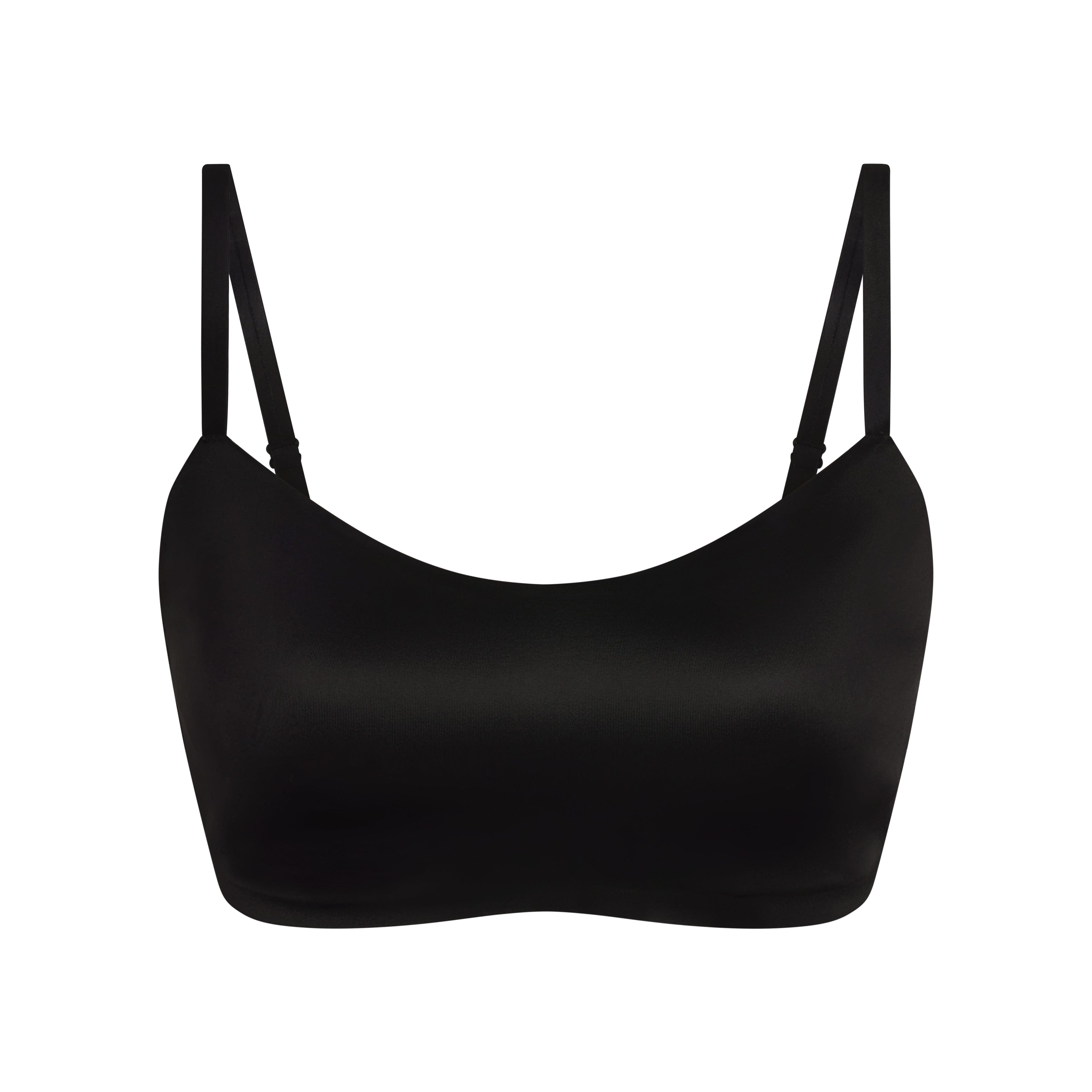 NikeSKIMS SHINE SCOOP CAMI BRA | NSKM OBSIDIAN FLAT ON A WHITE BACKGROUND | FLT