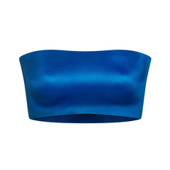 NikeSKIMS SATIN SHINE BANDEAU BRA | NSKM COBALT FLAT ON A WHITE BACKGROUND | FLT