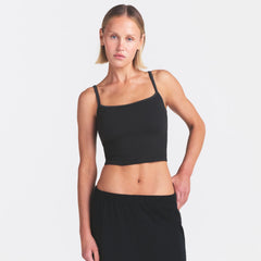 NikeSKIMS RIBBED SEAMLESS CAMI | OBSIDIAN & LAYS FLAT ON A WHITE BACKGROUND | FLT