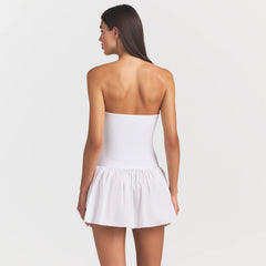 COTTON POPLIN MINI TUBE DRESS | SNOW ON A MODEL SIDE VIEW @ | FOCUS: 0.0, 1.0, 0.9