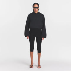 WOVEN COTTON HALF ZIP PULLOVER | ONYX ON A MODEL FRONT VIEW @ | FOCUS: 0.0, 1.0, 0.9