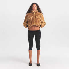 FAUX SHEARLING JACKET | TOASTED LATTE ON A MODEL FRONT VIEW @ | FOCUS: 0.0, 1.0, 0.9
