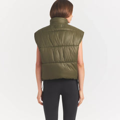 LIGHTWEIGHT PUFFER OVERSIZED VEST | OLIVE ON A MODEL BACKVIEW @ | FOCUS: 0.0, 1.0, 0.9
